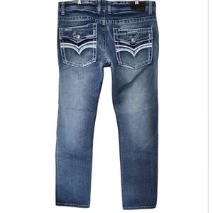 GS-115 Premium XXX Distressed Blue Denim Jeans Size 36 x 30